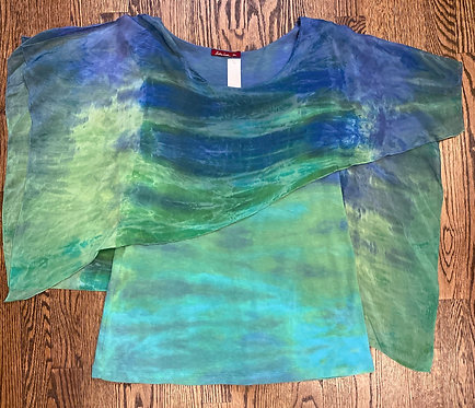 Bastara Lesser Green/Blue tie-dye Tank with Overlay - Size XL